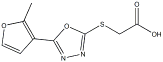 2-{[5-(2-methylfuran-3-yl)-1,3,4-oxadiazol-2-yl]sulfanyl}acetic acid Struktur