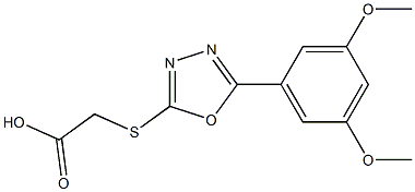 2-{[5-(3,5-dimethoxyphenyl)-1,3,4-oxadiazol-2-yl]sulfanyl}acetic acid Struktur