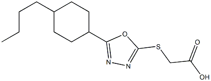 2-{[5-(4-butylcyclohexyl)-1,3,4-oxadiazol-2-yl]sulfanyl}acetic acid Struktur