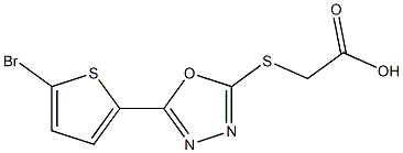 2-{[5-(5-bromothiophen-2-yl)-1,3,4-oxadiazol-2-yl]sulfanyl}acetic acid Struktur