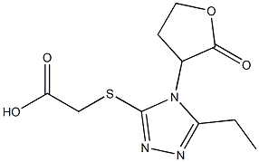 2-{[5-ethyl-4-(2-oxooxolan-3-yl)-4H-1,2,4-triazol-3-yl]sulfanyl}acetic acid Struktur