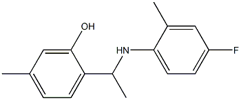 2-{1-[(4-fluoro-2-methylphenyl)amino]ethyl}-5-methylphenol Struktur