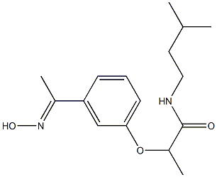 2-{3-[1-(hydroxyimino)ethyl]phenoxy}-N-(3-methylbutyl)propanamide Struktur