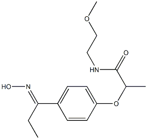 2-{4-[1-(hydroxyimino)propyl]phenoxy}-N-(2-methoxyethyl)propanamide Struktur