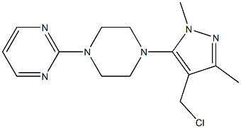 2-{4-[4-(chloromethyl)-1,3-dimethyl-1H-pyrazol-5-yl]piperazin-1-yl}pyrimidine Struktur