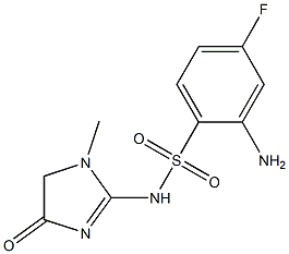 2-amino-4-fluoro-N-(1-methyl-4-oxo-4,5-dihydro-1H-imidazol-2-yl)benzene-1-sulfonamide Struktur