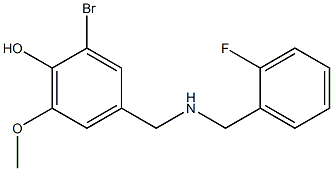 2-bromo-4-({[(2-fluorophenyl)methyl]amino}methyl)-6-methoxyphenol Struktur