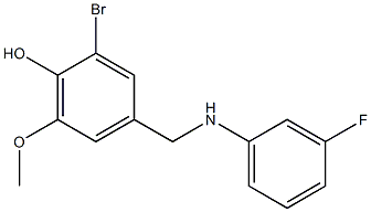 2-bromo-4-{[(3-fluorophenyl)amino]methyl}-6-methoxyphenol Struktur