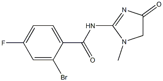 2-bromo-4-fluoro-N-(1-methyl-4-oxo-4,5-dihydro-1H-imidazol-2-yl)benzamide Struktur