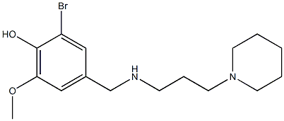 2-bromo-6-methoxy-4-({[3-(piperidin-1-yl)propyl]amino}methyl)phenol Struktur