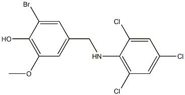 2-bromo-6-methoxy-4-{[(2,4,6-trichlorophenyl)amino]methyl}phenol Struktur