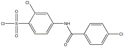 2-chloro-4-[(4-chlorobenzene)amido]benzene-1-sulfonyl chloride Struktur