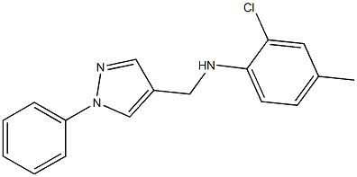 2-chloro-4-methyl-N-[(1-phenyl-1H-pyrazol-4-yl)methyl]aniline Struktur