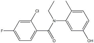 2-chloro-N-ethyl-4-fluoro-N-(5-hydroxy-2-methylphenyl)benzamide Struktur