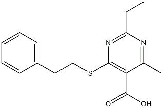 2-ethyl-4-methyl-6-[(2-phenylethyl)thio]pyrimidine-5-carboxylic acid Struktur