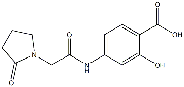 2-hydroxy-4-[2-(2-oxopyrrolidin-1-yl)acetamido]benzoic acid Struktur