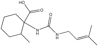 2-methyl-1-{[(3-methylbut-2-en-1-yl)carbamoyl]amino}cyclohexane-1-carboxylic acid Struktur