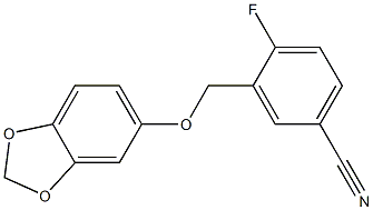 3-[(2H-1,3-benzodioxol-5-yloxy)methyl]-4-fluorobenzonitrile Struktur