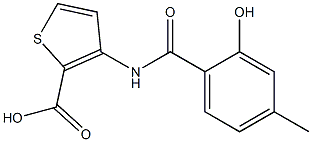 3-[(2-hydroxy-4-methylbenzene)amido]thiophene-2-carboxylic acid Struktur