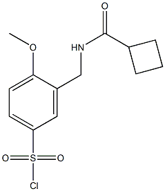 3-[(cyclobutylformamido)methyl]-4-methoxybenzene-1-sulfonyl chloride Struktur