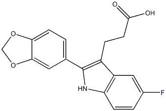 3-[2-(1,3-benzodioxol-5-yl)-5-fluoro-1H-indol-3-yl]propanoic acid Struktur