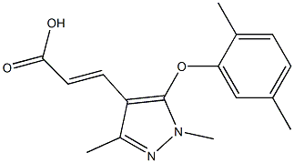 3-[5-(2,5-dimethylphenoxy)-1,3-dimethyl-1H-pyrazol-4-yl]prop-2-enoic acid Struktur