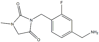 3-{[4-(aminomethyl)-2-fluorophenyl]methyl}-1-methylimidazolidine-2,4-dione Struktur