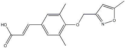 3-{3,5-dimethyl-4-[(5-methyl-1,2-oxazol-3-yl)methoxy]phenyl}prop-2-enoic acid Struktur