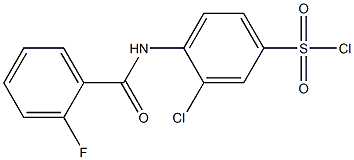 3-chloro-4-[(2-fluorobenzene)amido]benzene-1-sulfonyl chloride Struktur