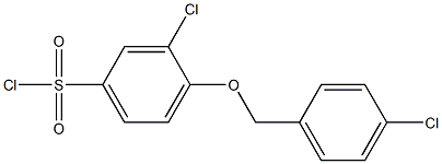 3-chloro-4-[(4-chlorophenyl)methoxy]benzene-1-sulfonyl chloride Struktur