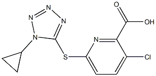 3-chloro-6-[(1-cyclopropyl-1H-1,2,3,4-tetrazol-5-yl)sulfanyl]pyridine-2-carboxylic acid Struktur