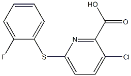 3-chloro-6-[(2-fluorophenyl)sulfanyl]pyridine-2-carboxylic acid Struktur