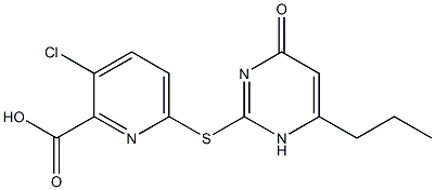 3-chloro-6-[(4-oxo-6-propyl-1,4-dihydropyrimidin-2-yl)sulfanyl]pyridine-2-carboxylic acid Struktur