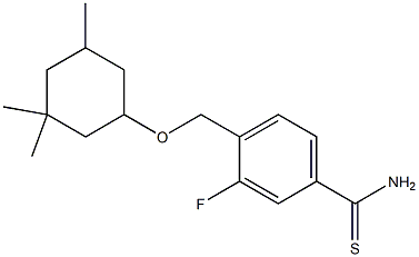 3-fluoro-4-{[(3,3,5-trimethylcyclohexyl)oxy]methyl}benzene-1-carbothioamide Struktur