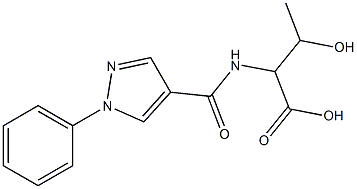 3-hydroxy-2-[(1-phenyl-1H-pyrazol-4-yl)formamido]butanoic acid Struktur