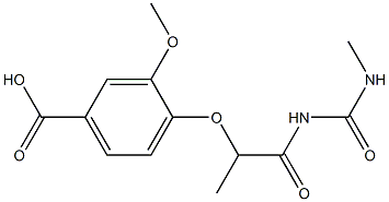 3-methoxy-4-({1-[(methylcarbamoyl)amino]-1-oxopropan-2-yl}oxy)benzoic acid Struktur