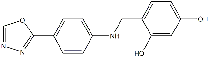 4-({[4-(1,3,4-oxadiazol-2-yl)phenyl]amino}methyl)benzene-1,3-diol Struktur