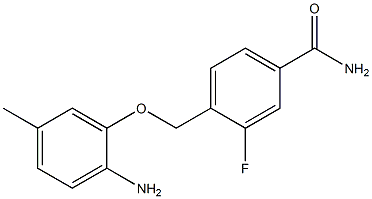 4-[(2-amino-5-methylphenoxy)methyl]-3-fluorobenzamide Struktur