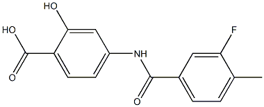 4-[(3-fluoro-4-methylbenzoyl)amino]-2-hydroxybenzoic acid Struktur