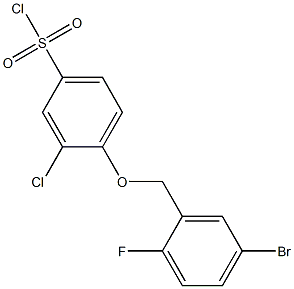 4-[(5-bromo-2-fluorophenyl)methoxy]-3-chlorobenzene-1-sulfonyl chloride Struktur