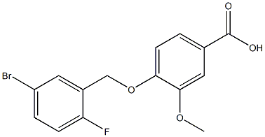 4-[(5-bromo-2-fluorophenyl)methoxy]-3-methoxybenzoic acid Struktur