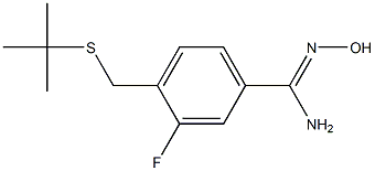 4-[(tert-butylsulfanyl)methyl]-3-fluoro-N'-hydroxybenzene-1-carboximidamide Struktur