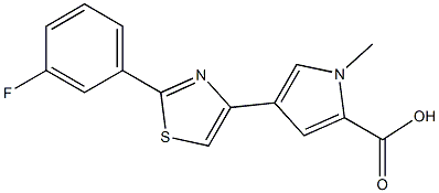 4-[2-(3-fluorophenyl)-1,3-thiazol-4-yl]-1-methyl-1H-pyrrole-2-carboxylic acid Struktur