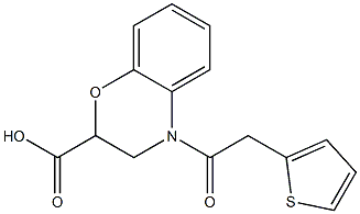 4-[2-(thiophen-2-yl)acetyl]-3,4-dihydro-2H-1,4-benzoxazine-2-carboxylic acid Struktur