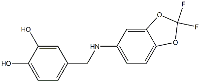 4-{[(2,2-difluoro-2H-1,3-benzodioxol-5-yl)amino]methyl}benzene-1,2-diol Struktur