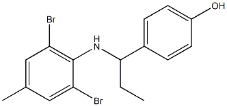 4-{1-[(2,6-dibromo-4-methylphenyl)amino]propyl}phenol Struktur