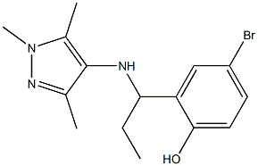 4-bromo-2-{1-[(1,3,5-trimethyl-1H-pyrazol-4-yl)amino]propyl}phenol Struktur