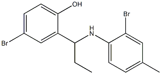 4-bromo-2-{1-[(2-bromo-4-methylphenyl)amino]propyl}phenol Struktur