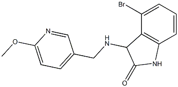 4-bromo-3-{[(6-methoxypyridin-3-yl)methyl]amino}-2,3-dihydro-1H-indol-2-one Struktur