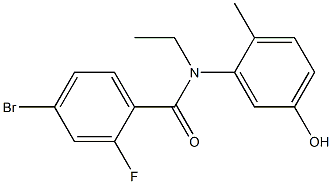 4-bromo-N-ethyl-2-fluoro-N-(5-hydroxy-2-methylphenyl)benzamide Struktur